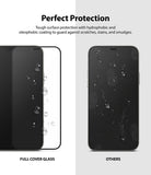 iPhone 12 / 12 Pro Screen Protector | Invisible Defender Glass - iPhone 12 / 12 Pro Screen Protector - Comparison showing clean glass with water beads versus smudged glass with fingerprints.