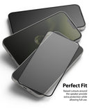 iPhone 13 Mini Screen Protector | Invisible Defender Glass - iPhone 13 Mini Screen Protector - Three stacked smartphones with a glass screen protector layered on top.