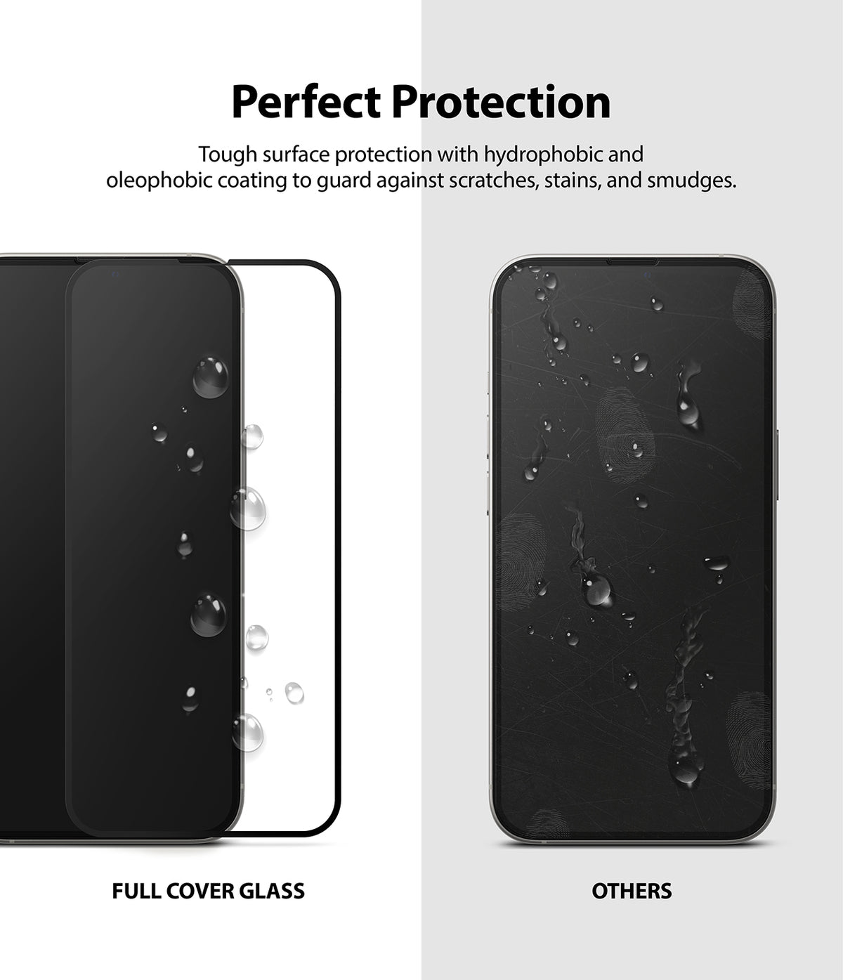 iPhone 13 Mini Screen Protector | Invisible Defender Glass - Comparison showing clean screen protector versus smudged screen.
