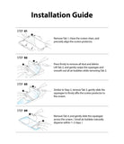 iPhone 13 Pro Max Screen Protector | Dual Easy Film Matte - Four-step illustrated guide for installing a screen protector.