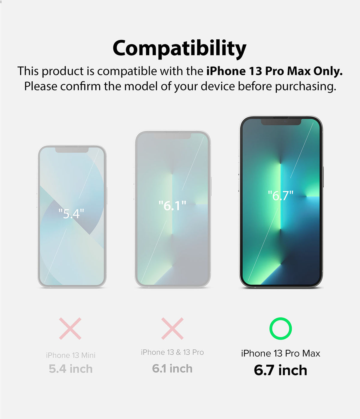 iPhone 13 Pro Max Screen Protector | Dual Easy Film Matte - Compatibility chart showing iPhone 13 Pro Max is the only fit.