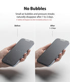 iPhone 13 Pro Max Screen Protector | Dual Easy Film Matte - iPhone 13 Pro Max Screen Protector - Comparison showing air bubbles on a phone screen disappearing after 1 to 2 days.